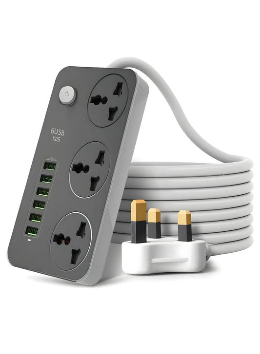 2 Meters Universal Extension Lead with Multiple Function UK Plug 3 Pin Socket
