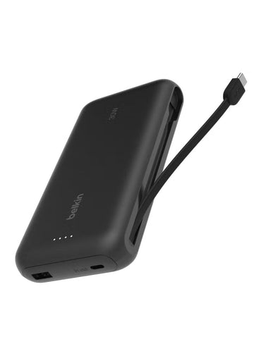Belkin 20000 mAh Portable Charger, Power Bank with Integrated Cable 20K PD 30W