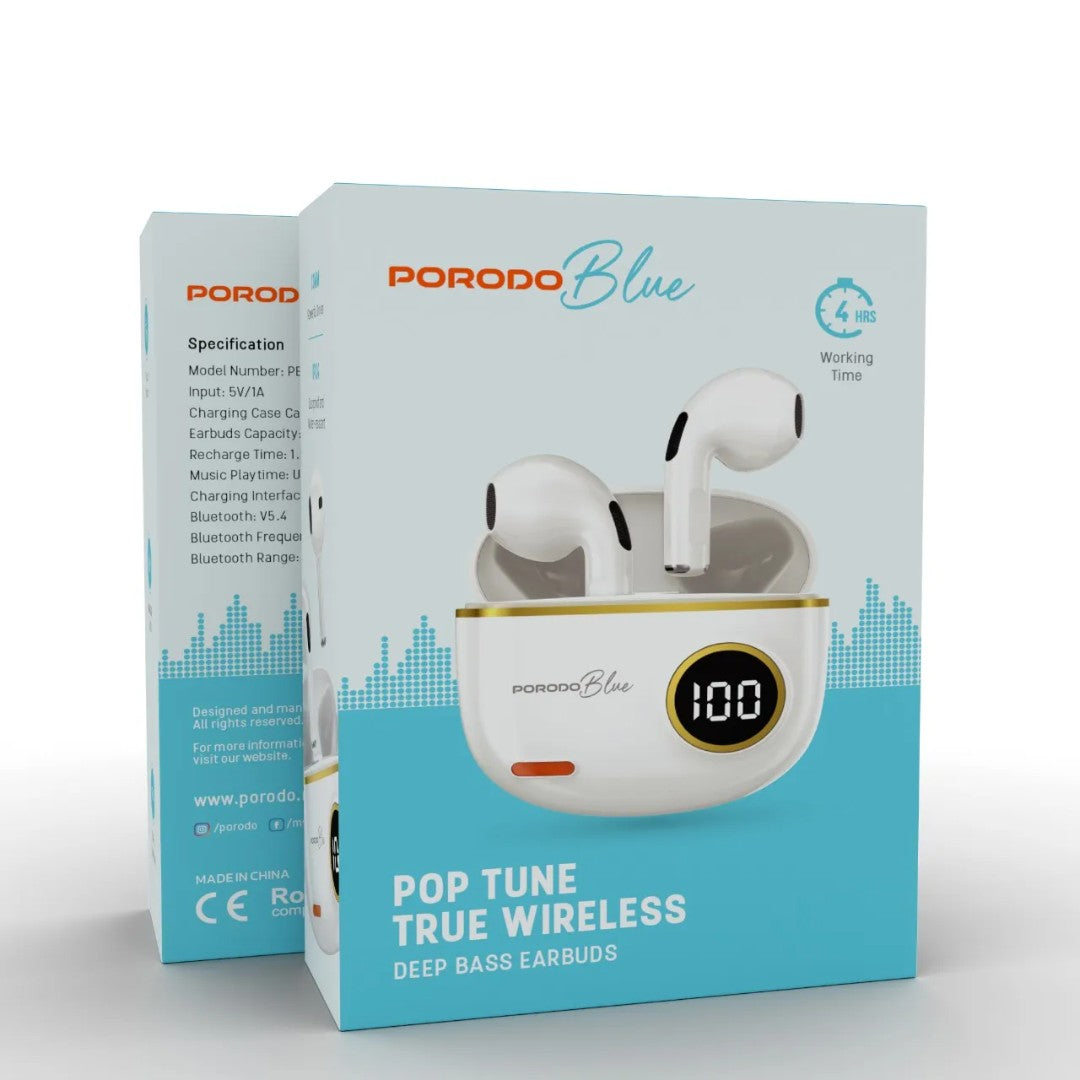 Porodo Blue Pop Tune True Wireless Deep Bass Earbuds