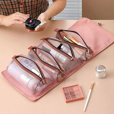 4 In 1 Detachable Makeup Bag – Large Capacity Foldable Cosmetic Pouch for Travel & Storage