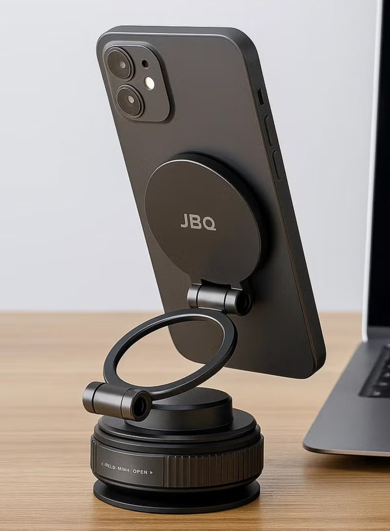 JBQ Vacuum Lock Phone Mount Foldable 360° Rotating Car Holder for Dashboard