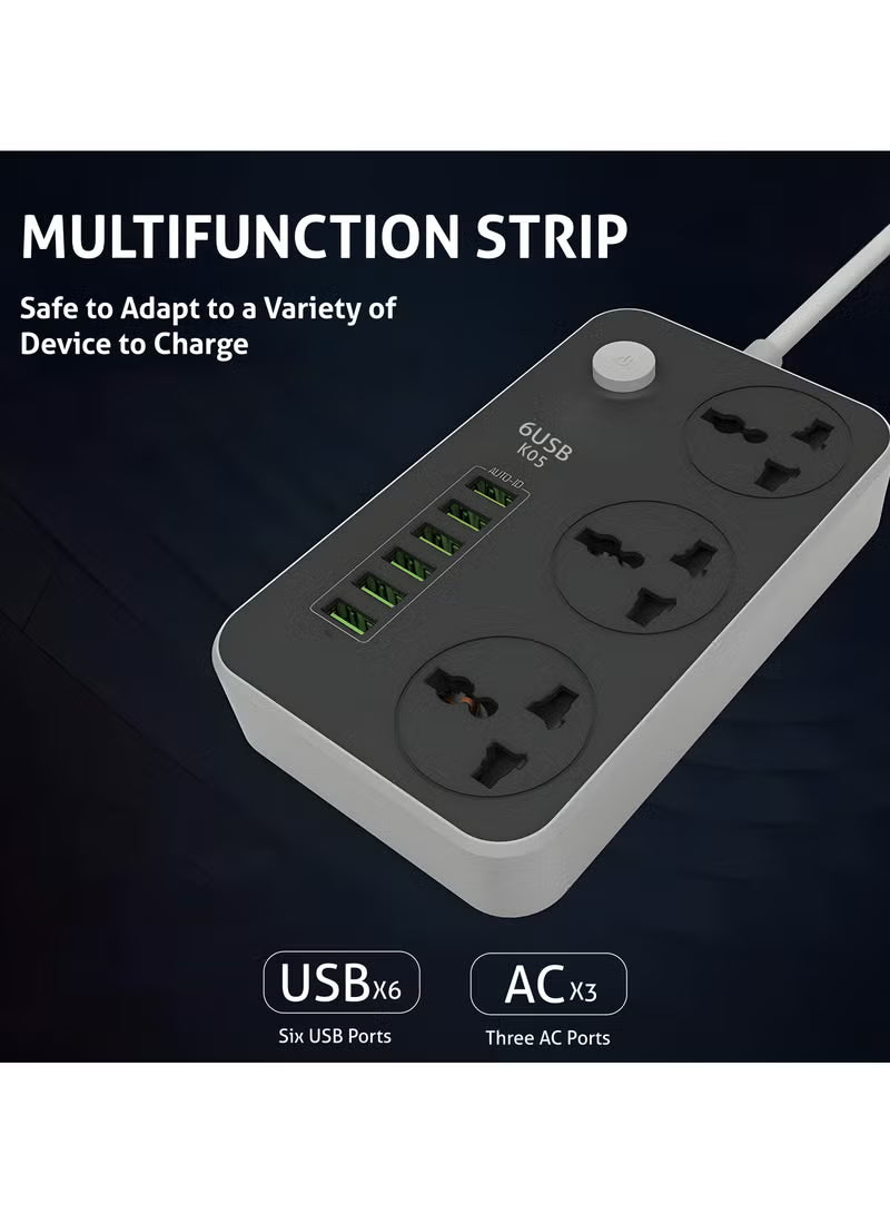 2 Meters Universal Extension Lead with Multiple Function UK Plug 3 Pin Socket