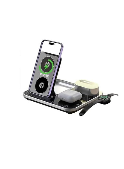 4 In 1 Wireless Charging Station 2 by Green Lion, SmartPhone/i-Watch/Earbuds/Lamp, One Touch Automatic Lift