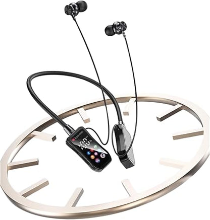 JBQ Magnetic Wireless Neckband Headset with Display, Bluetooth 5.3 Earphones