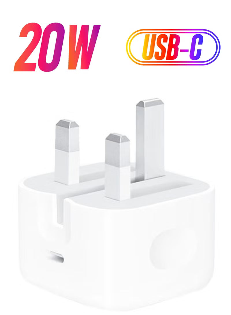 Apple 20W USB-C 3-Pin Power Adapter / (Original iPhone Charger) - White