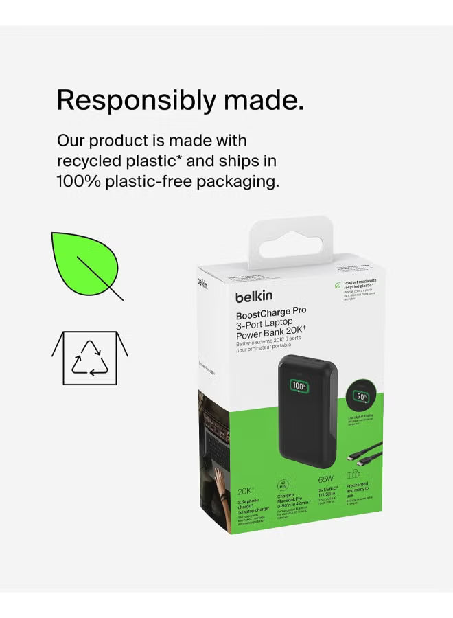 Belkin 20000 mAh Boost Charge 3-Port Laptop Power Bank With USB-C And USB-A Ports