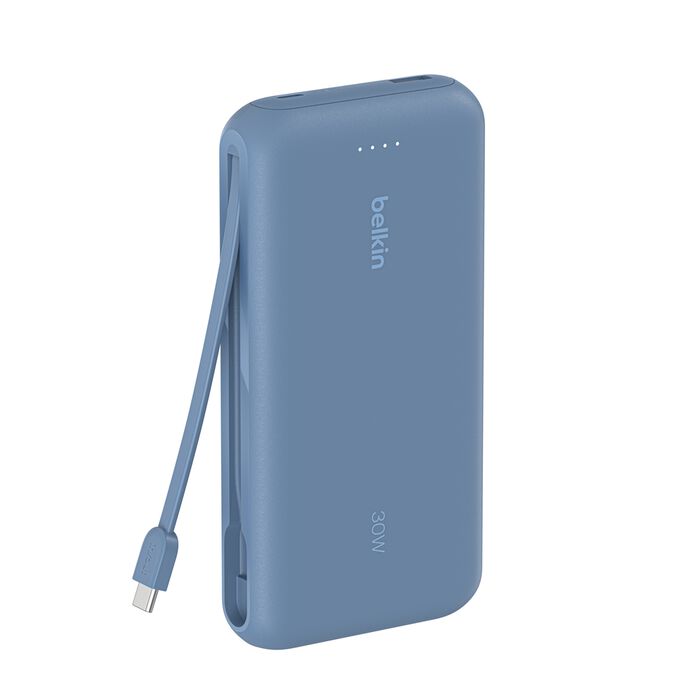 Belkin 20000 mAh Portable Charger, Power Bank with Integrated Cable 20K PD 30W