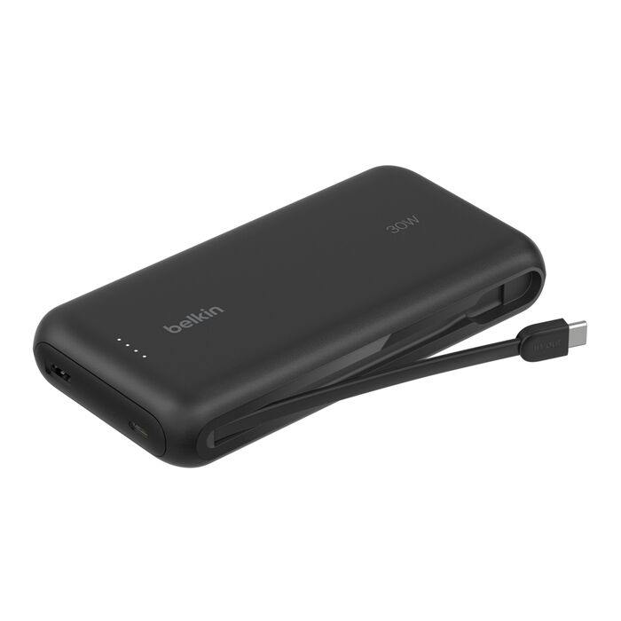 Belkin 20000 mAh Portable Charger, Power Bank with Integrated Cable 20K PD 30W