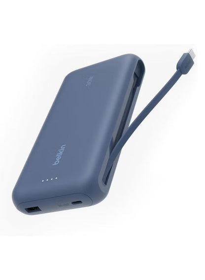 Belkin 20000 mAh Portable Charger, Power Bank with Integrated Cable 20K PD 30W