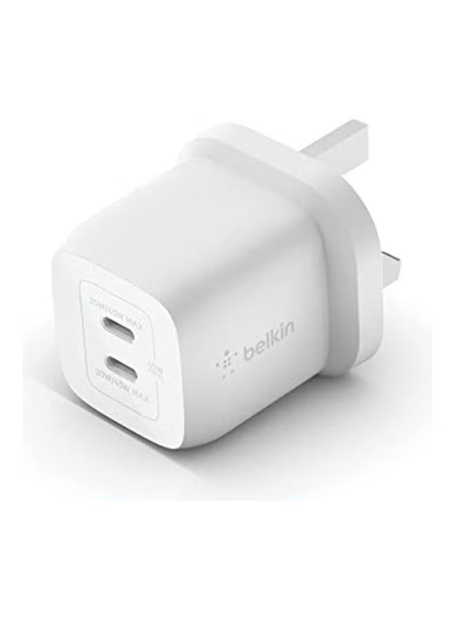 Belkin 45W Dual USB Type C Wall Charger With GaN Technology Fast ChargIng Power Delivery