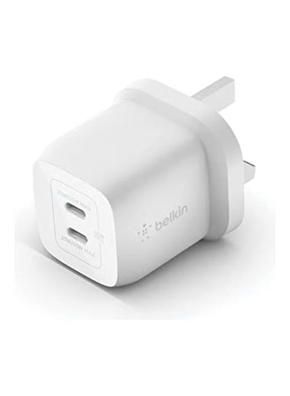 Belkin 45W Dual USB Type C Wall Charger With GaN Technology Fast ChargIng Power Delivery
