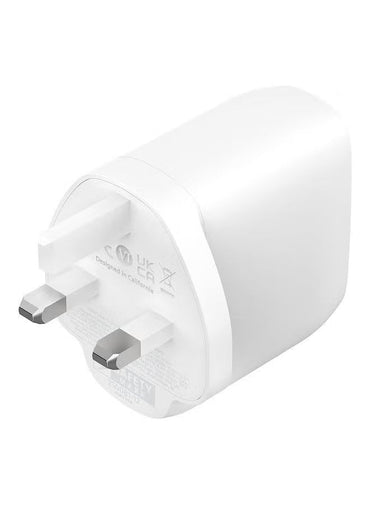 Belkin BoostCharge Dual USB-C Plug with PPS 60W Compatible w/USB-C to Lightning Cable &amp; USB-C to USB-C