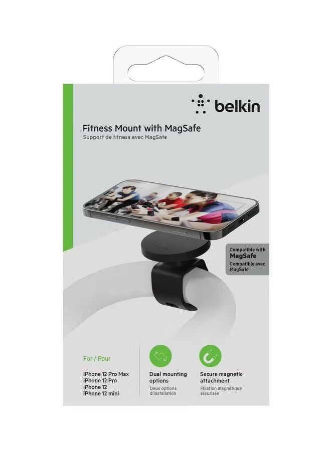 Belkin Fitness Mount with MagSafe (for Gym Equipment, Magnetic Cellphone Mount Holder Handlebar Strap