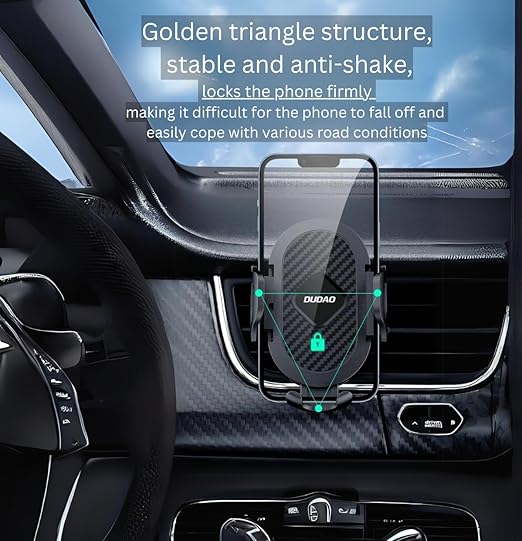 DUDAO F2+ Secure Car Air Vent Phone Holder Powerful 3-Point Grip, 360° Rotation, One-Handed Operation, Compatible with All Smartphones