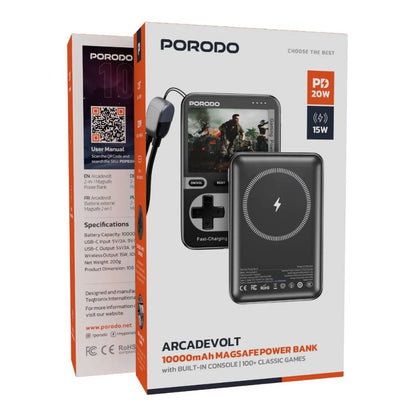 Porodo Arcadevolt 10000mAh MagSafe Power Bank | 20W PD | 15W Wireless Charging