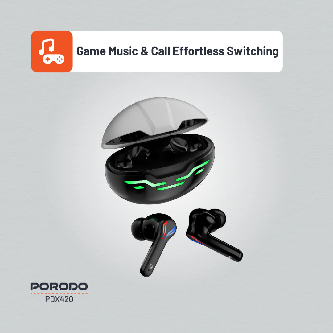Porodo Ultra Low-Latency Gaming Earbuds | ENC & RGB Lights
