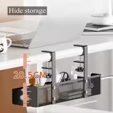 Under Desk Cable Management Tray – No-Drill Metal Wire Organizer for Home & Office