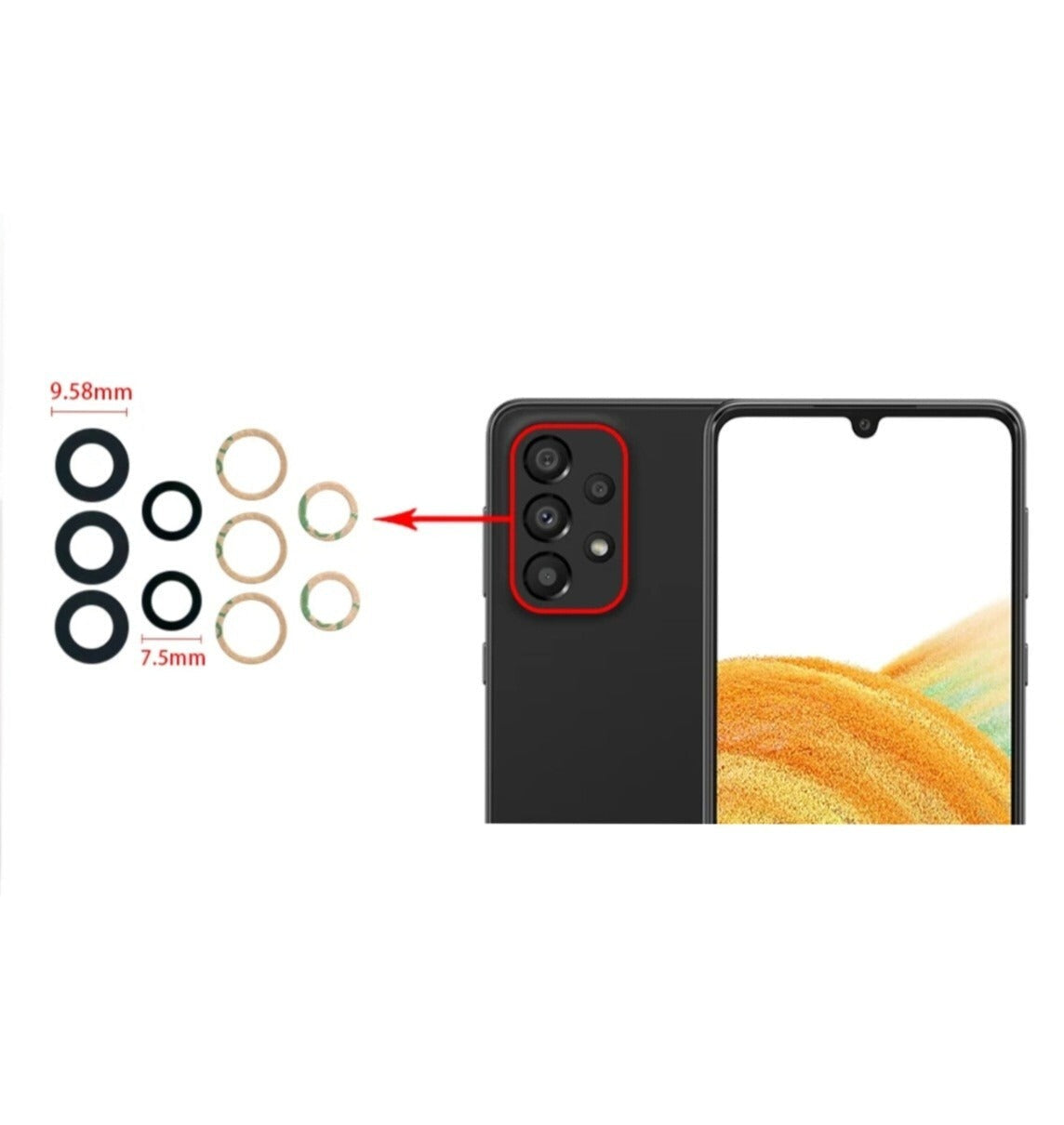 Samsung Galaxy A33 5G Camera Lens Glass + Adhesive