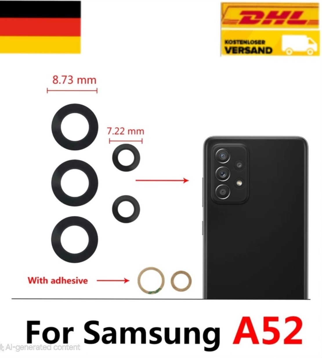 Samsung Galaxy A52 5G Camera Lens Glass + Adhesive