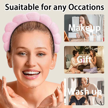 6-Piece Plush Skincare Headband, Wristband & Hair Clip Set – Spa & Makeup Essentials